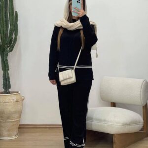 ست بلوز شلوار زنانه بافت آتنا مدل لش طرح 02