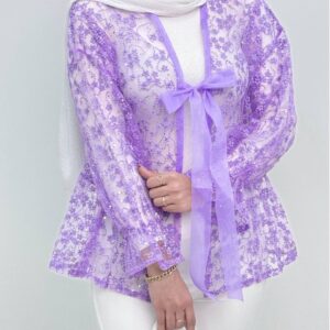 شومیز مجلسی زنانه - جنس تور با گلهای برجسته