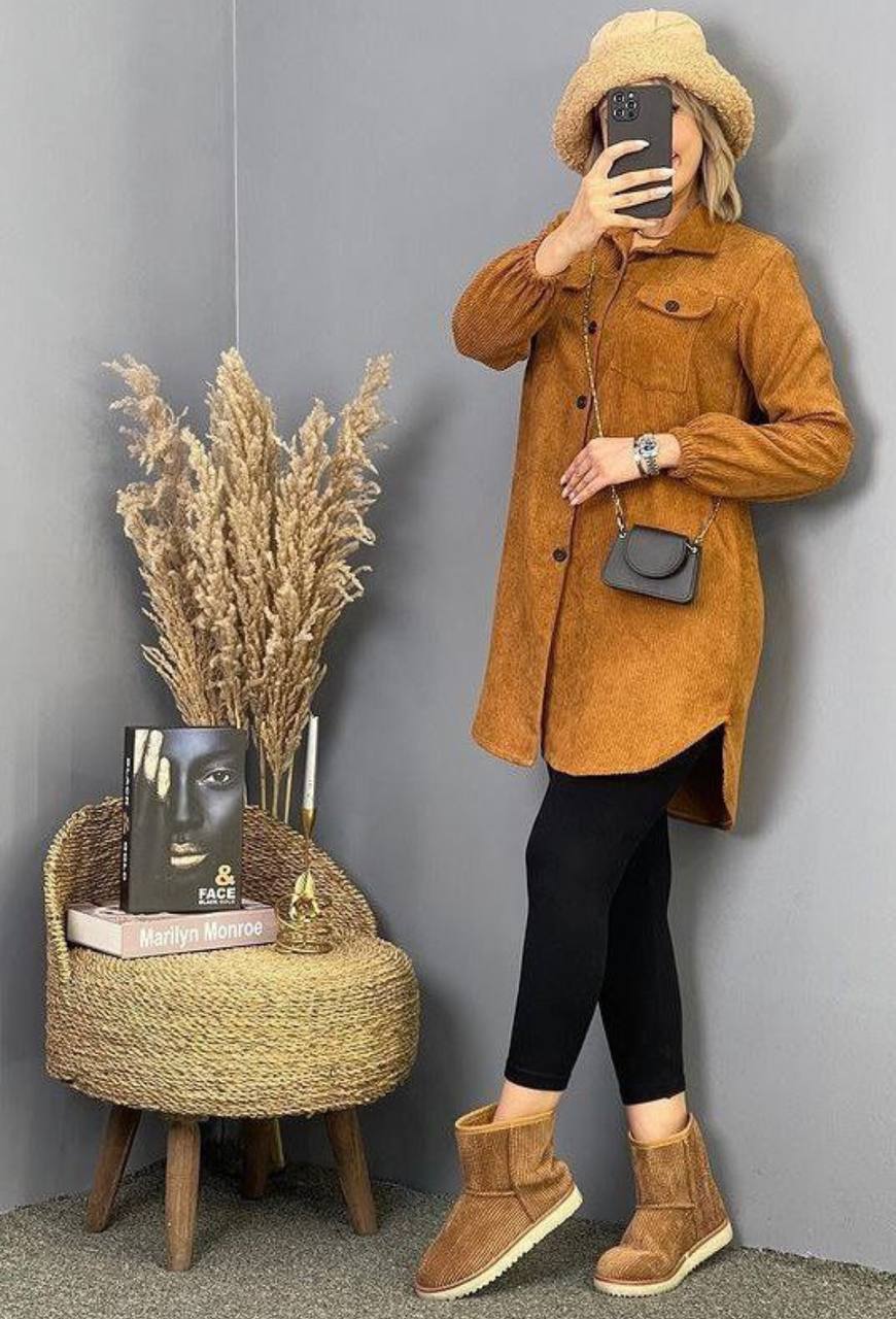 مانتو رویه مخمل کبریتی زنانه - شیک و مدرن