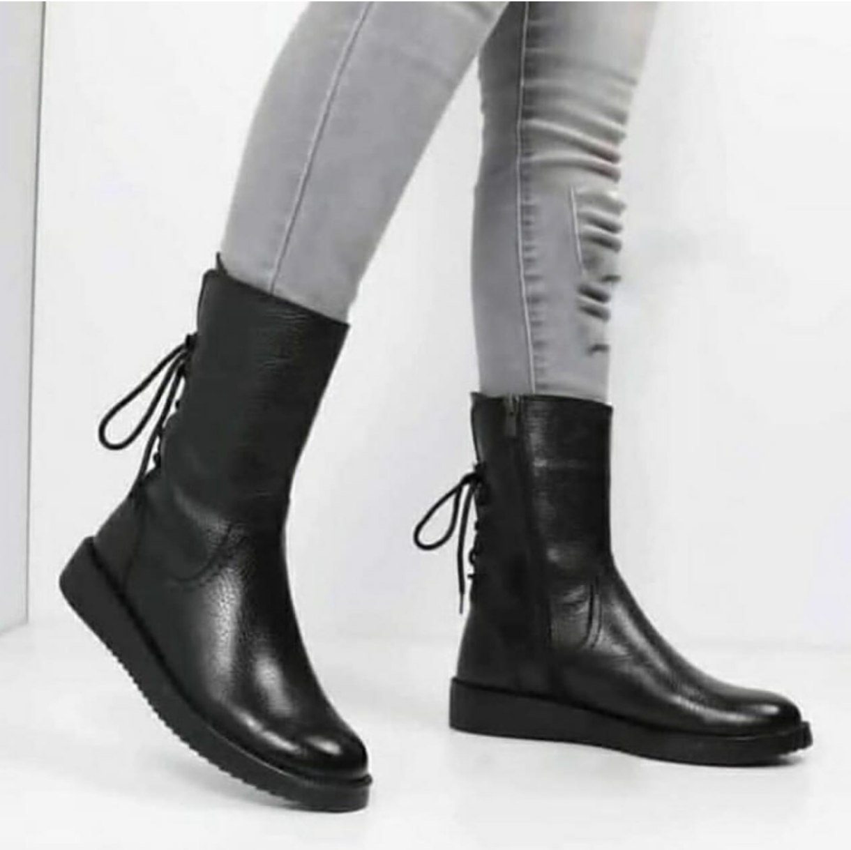 کفش بغل زیپ بوت چرم زنانه کفش پاییزی زنانه کفش روزمره زنانه زیره PU بوت راحتی زنانه