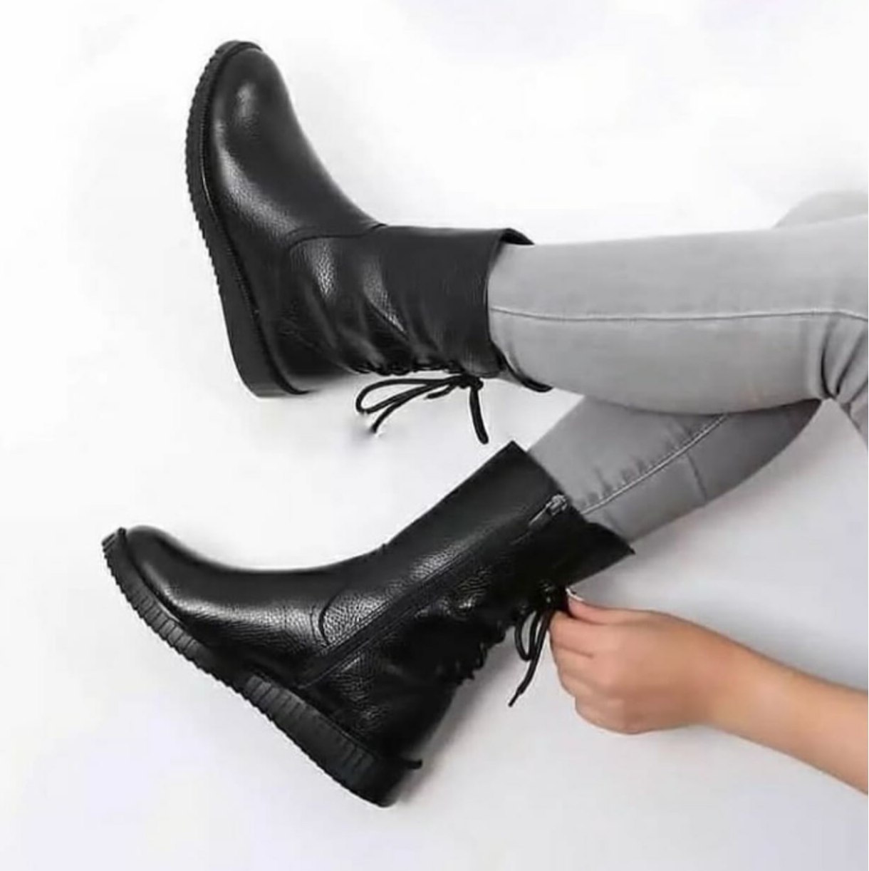 بوت چرم زنانه کفش پاییزی زنانه کفش روزمره زنانه زیره PU بوت راحتی زنانه