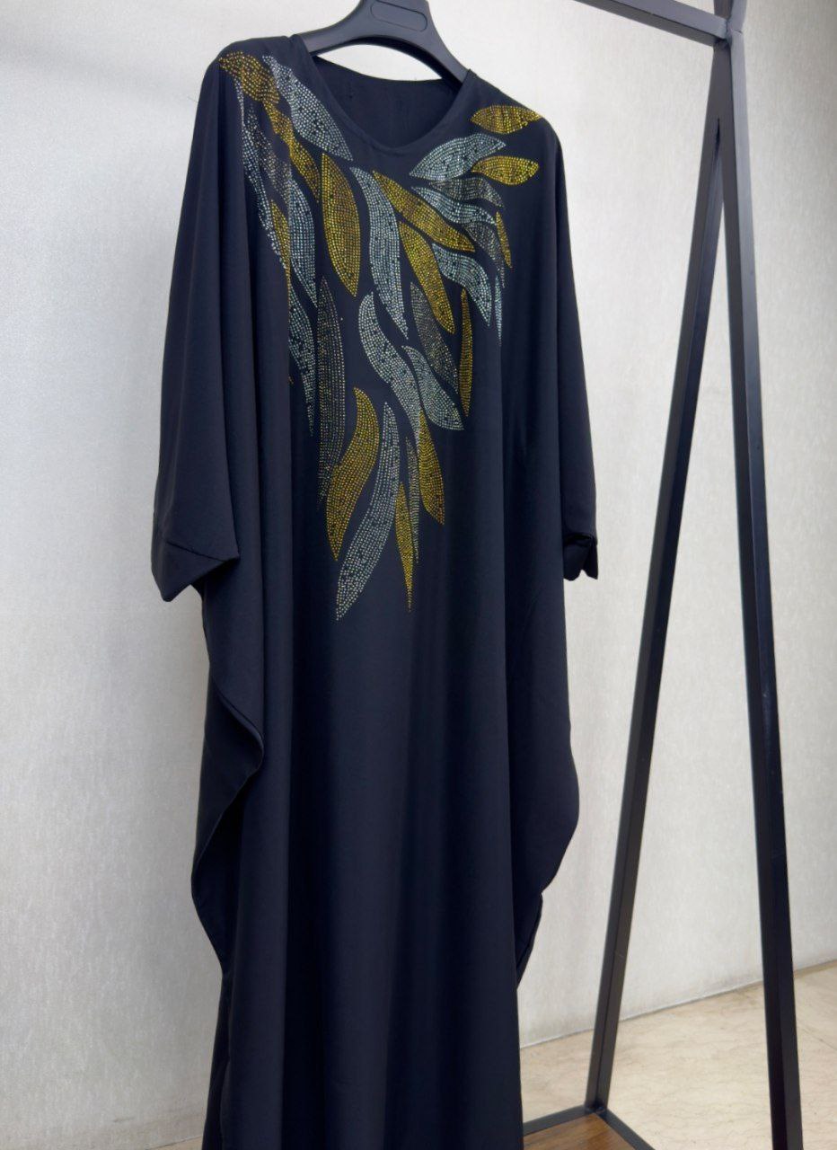 عبا زنانه برگی | الیزه درجه یک | پولک دوزی | تنظیم سایز | سایز تا 52 - Image 2